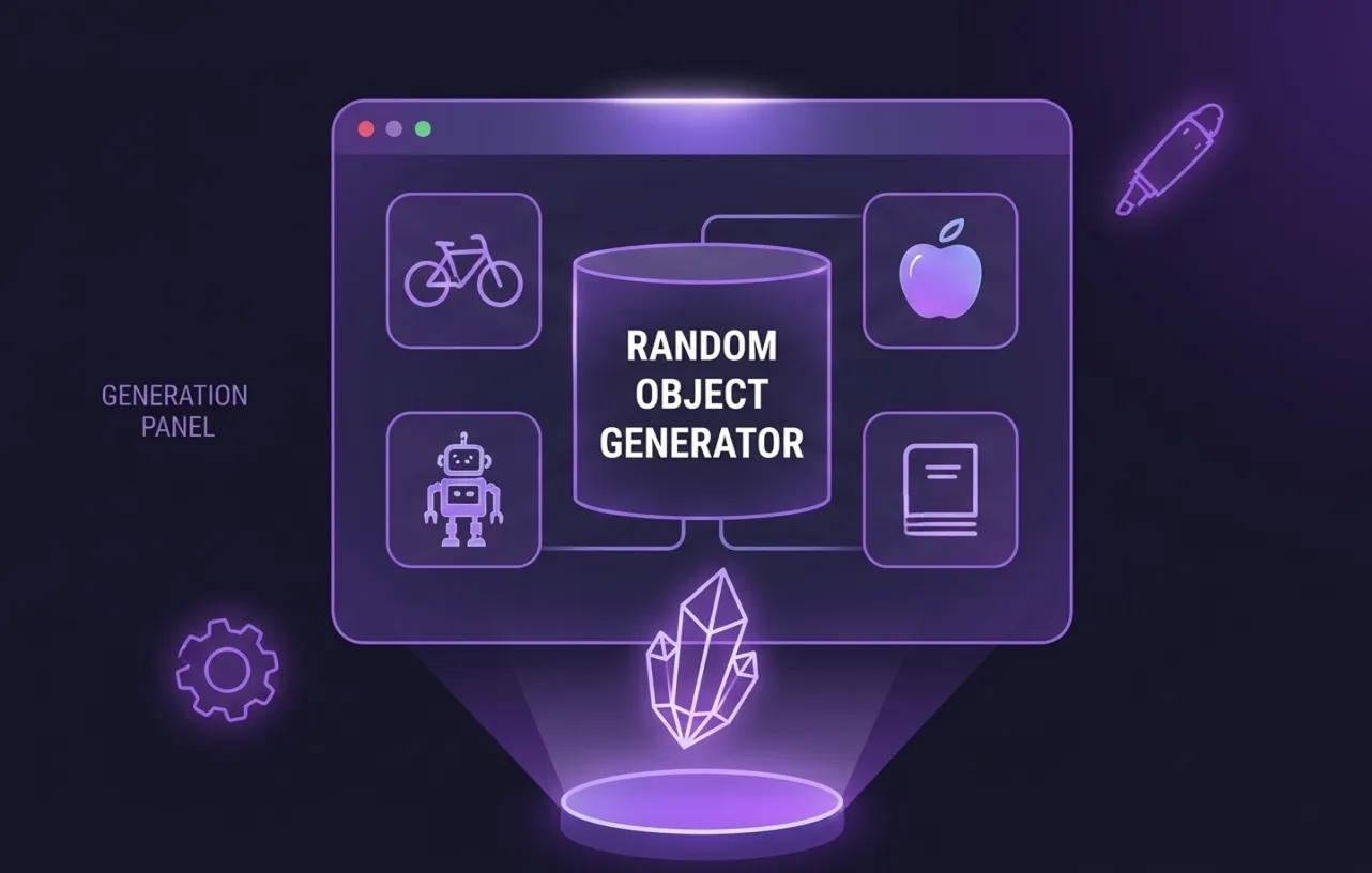 random object generator panel showing different object categories