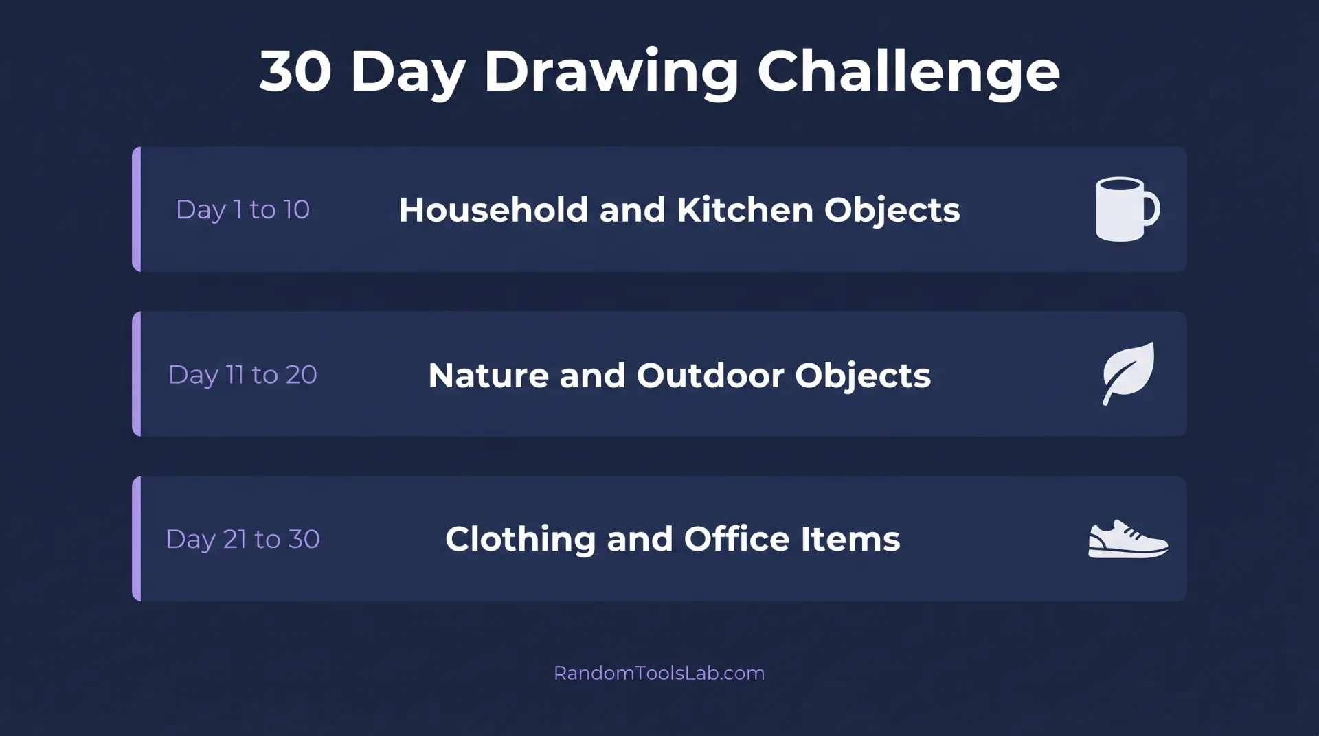 30 day random object drawing challenge plan for artists and beginners
