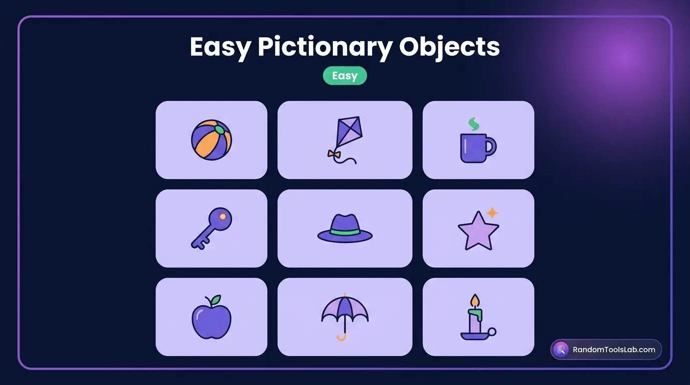 easy drawing words for kids including ball, kite, mug, key, hat, star, apple and candle